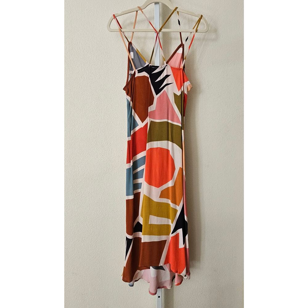 ANTHROPOLOGIE CONDITIONS APPLY Abstract Multicolored Slip Midi Dress Sz M - Picture 2 of 16